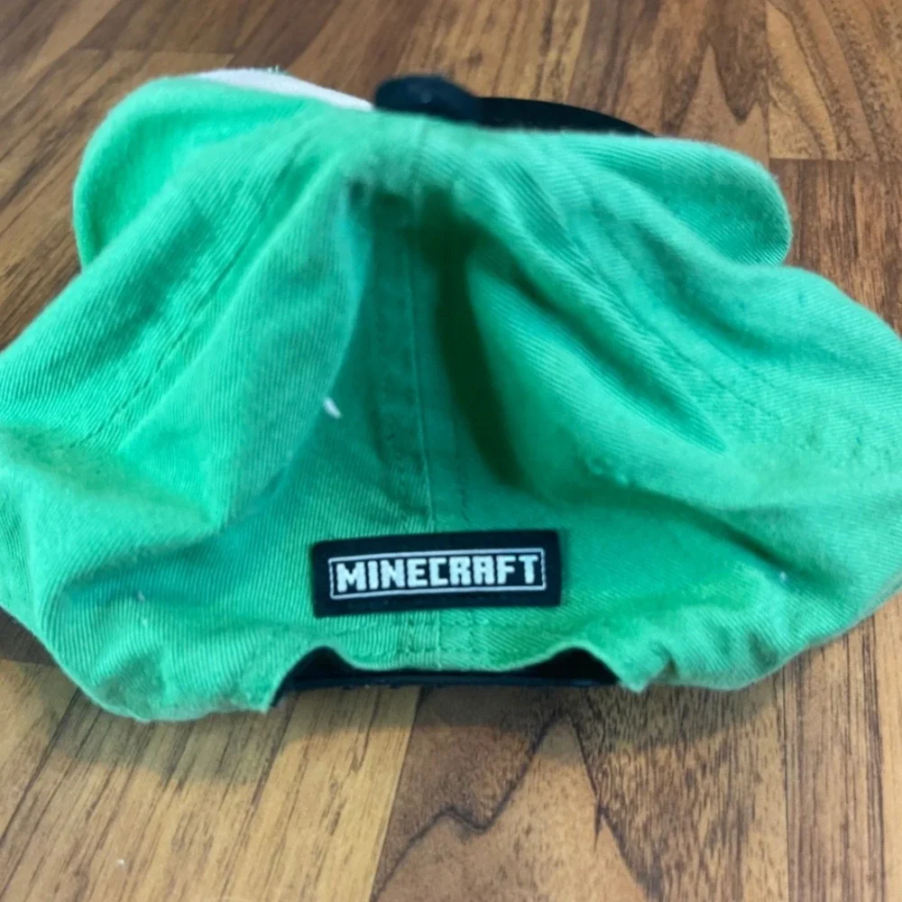 Minecraft Survival Mode Snapback Hat Youth Kids Green White Black Adjustable Cap